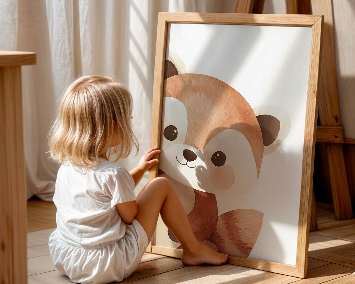 Watercolor Red Panda Art Print, Nursery Wildlife Decor - Image 5