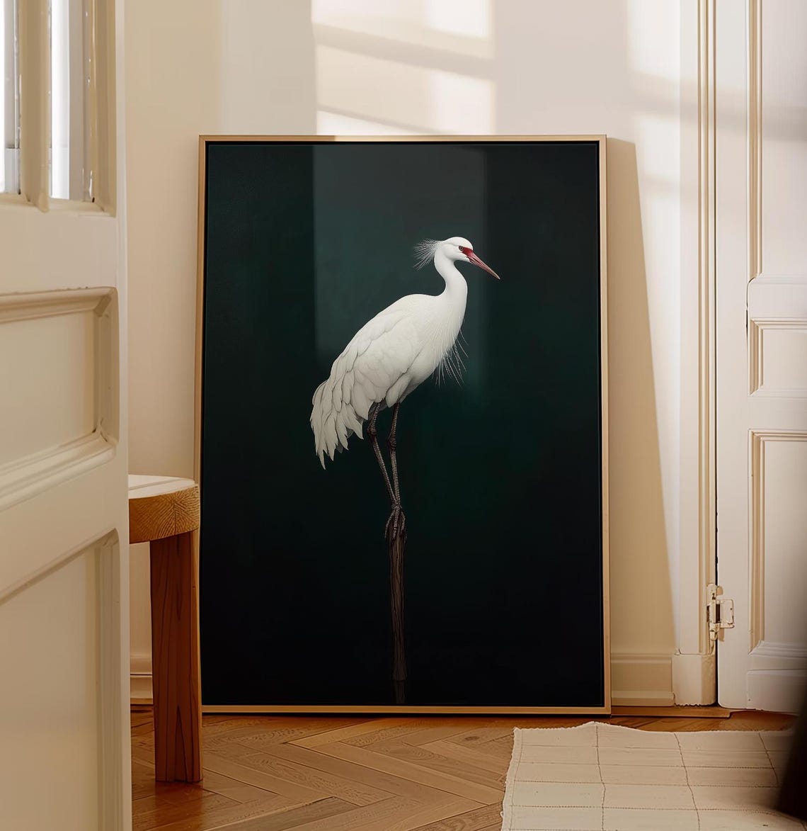 Crane Bird Painting Wall Art Detailed Bird Wall Decor Bird Art Portrait Fine Art Bird Painting Minimalist Bird Art Nature Painting