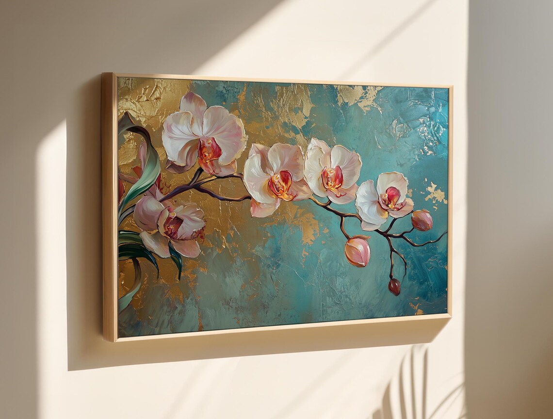 Orchid Oil Painting, Modern Floral Art Print
