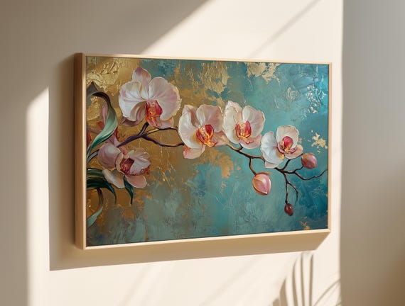 Orchid Oil Painting, Modern Floral Art Print