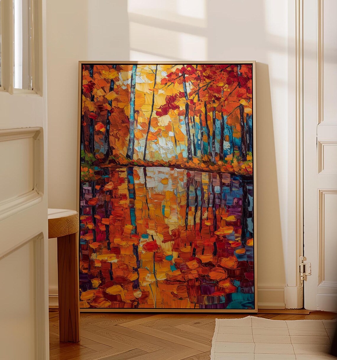Maple Leaves Painting, Autumn Landscape Art Print