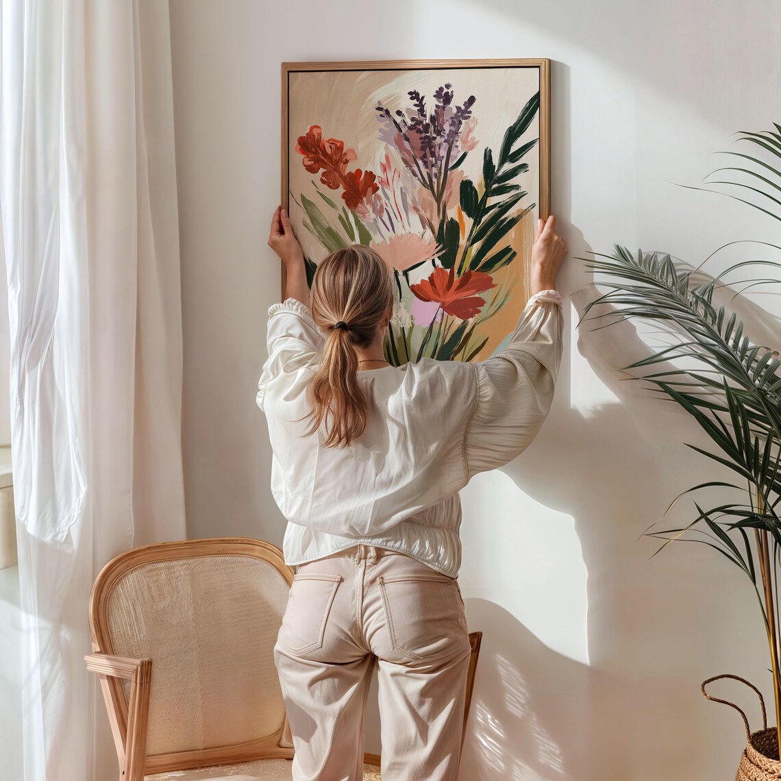 Modern Abstract Floral Bouquet in Warm Autumn Tones Art Poster - Image 5