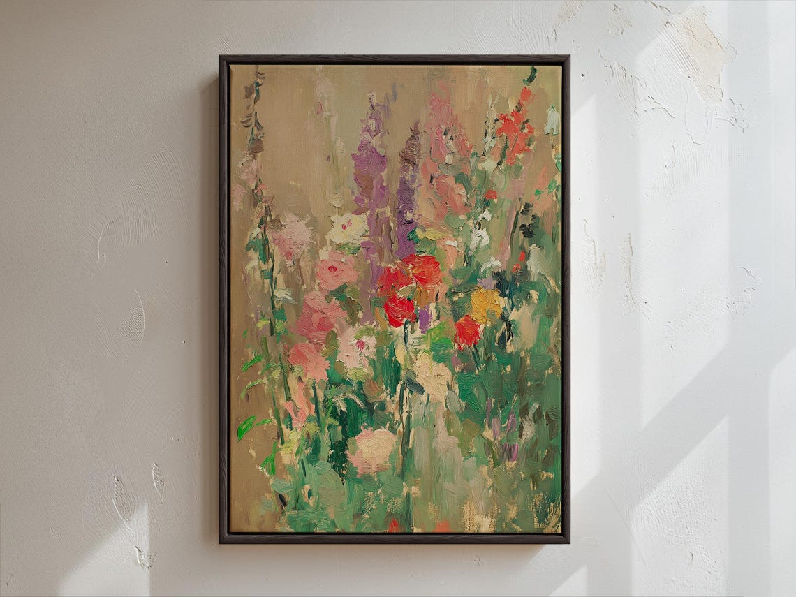 Impressionist Summer Flower Garden in Full Bloom Artwork Poster - Image 2