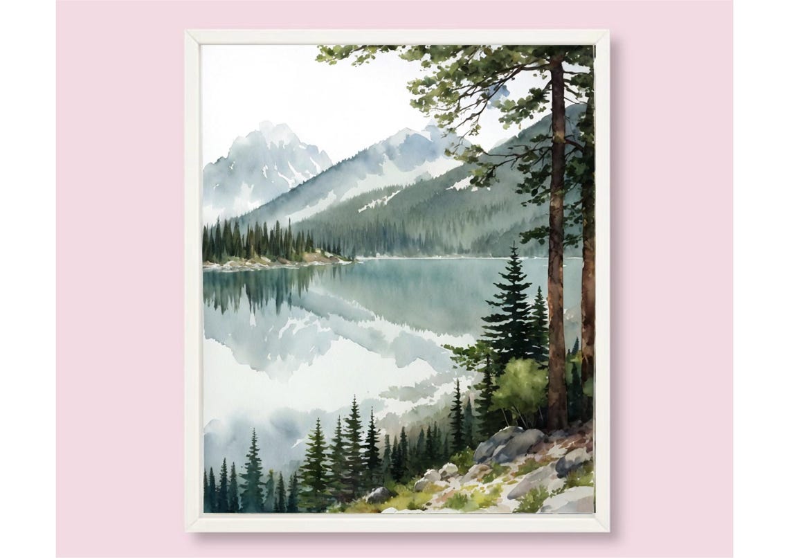Lake Pend Oreille Pine Reflection Watercolor Idaho Mountain Art Poster - Image 5