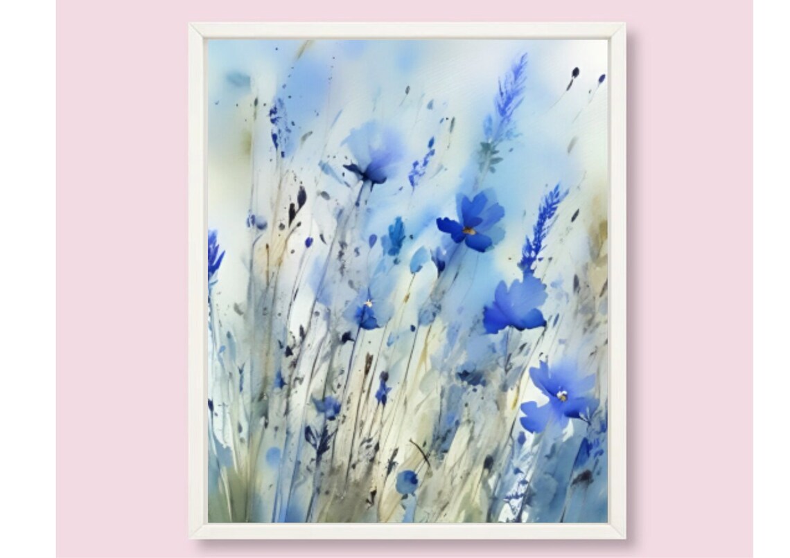 Cornflowers Watercolor Art Print, Botanical Poster - Image 6