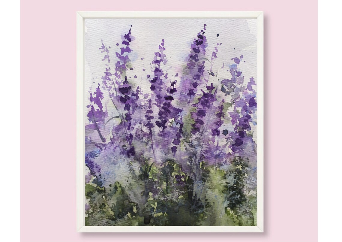 Lavender Watercolor Botanical Print, Purple Flowers - Image 6