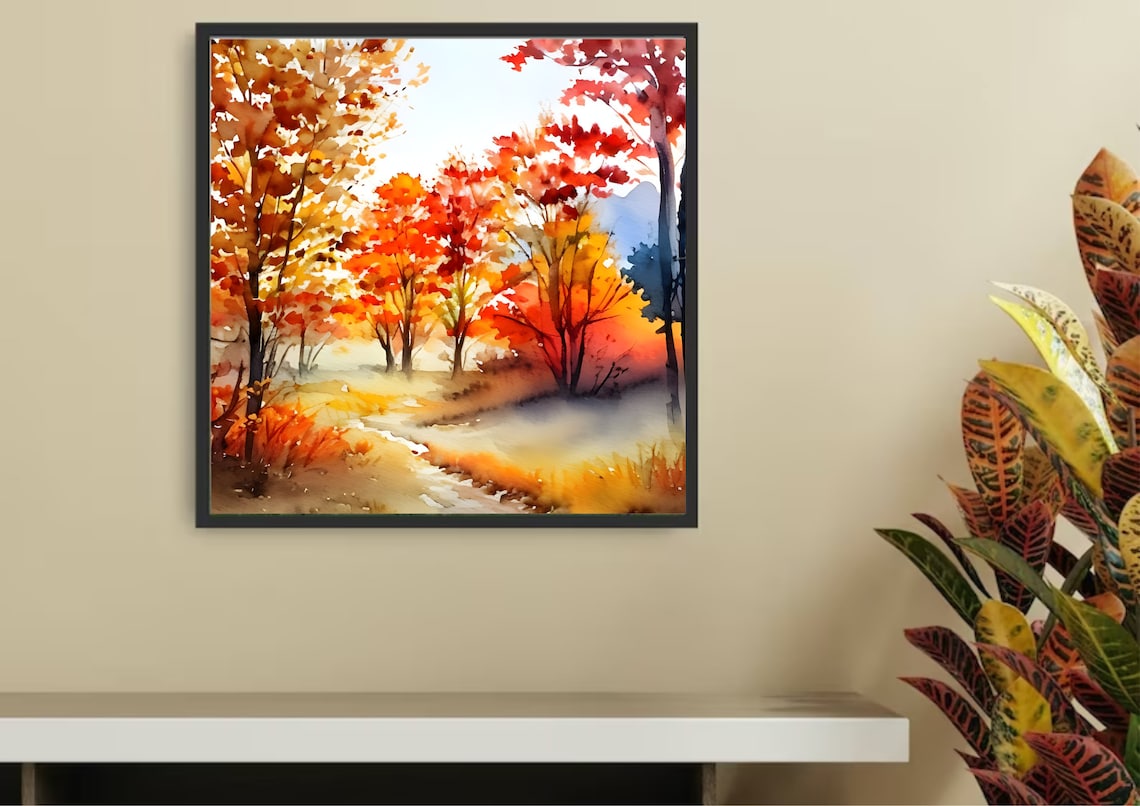 Autumn Forest Watercolor Art Print, Farmhouse Decor - Image 5