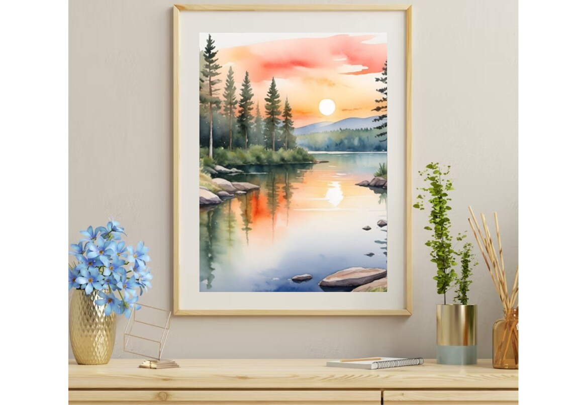 Big Bear Lake, California Watercolor Art Print - Image 3