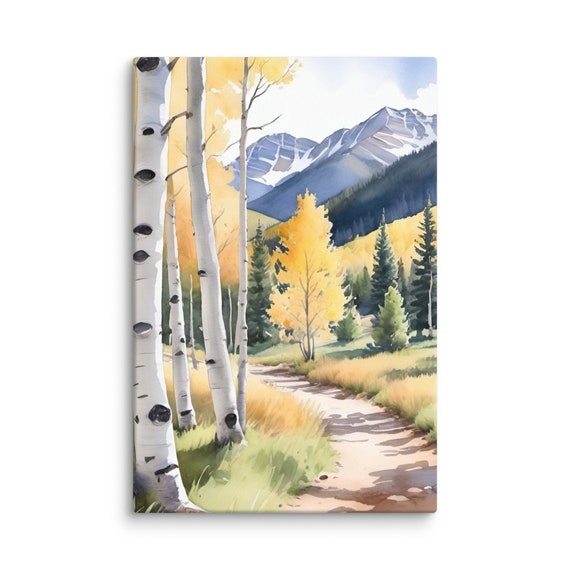 Aspen Watercolor Art Print, Colorado Mountain Landscape