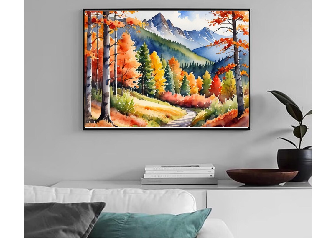 Aspen, Colorado Autumn Mountain Landscape Watercolor Art Print - Image 2