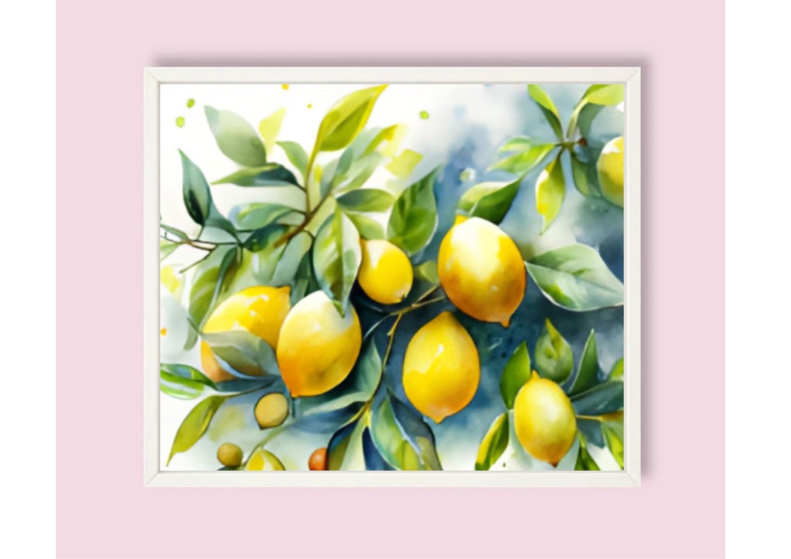 Bright Lemon Branch Watercolor Botanical Citrus Fruit Art Poster - Image 6