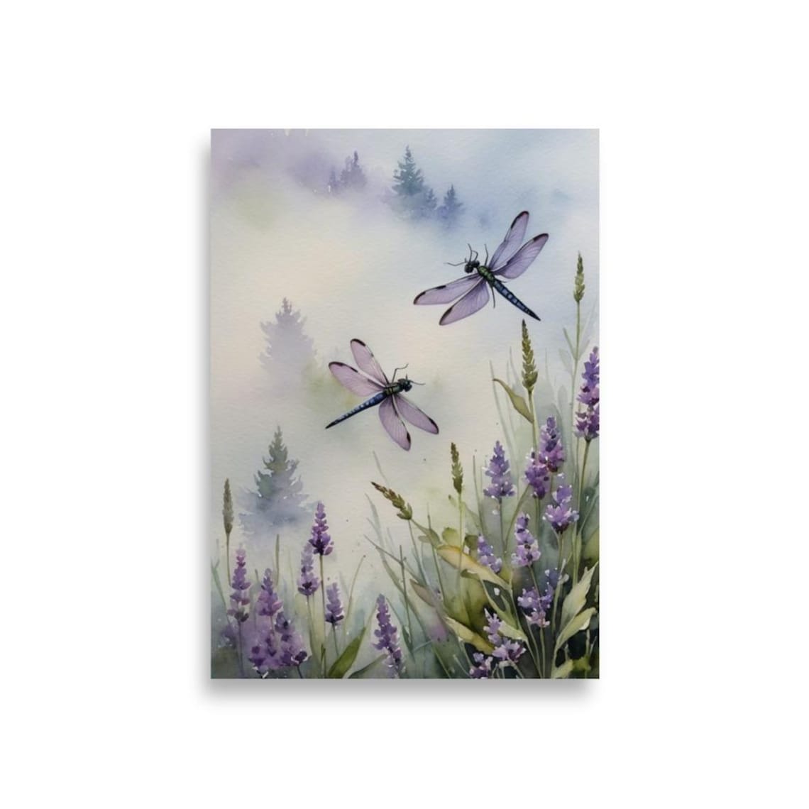 Dragonfly Watercolor Art Print, Lavender Meadow - Image 2