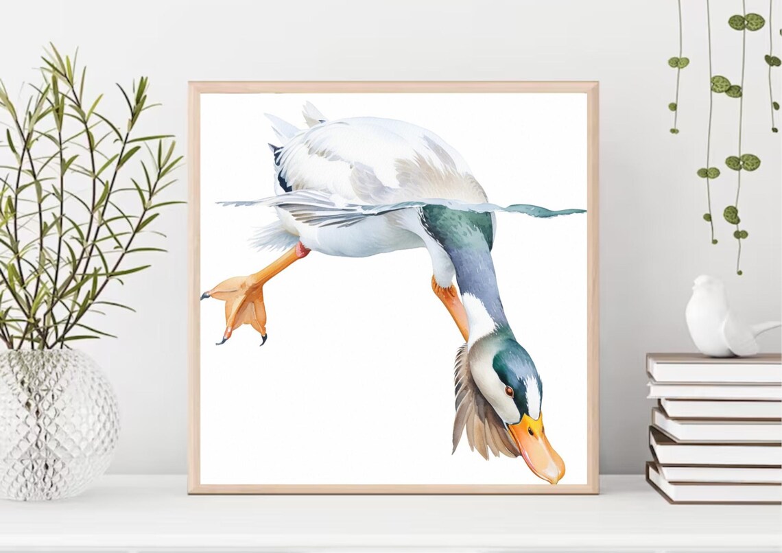 Goose Painting Swimming Goose Watercolor Art Print Bird Artwork Farm Animal Wall Art Cute Duck Poster Farmhouse Or Nursery Wall Decor - Image 6