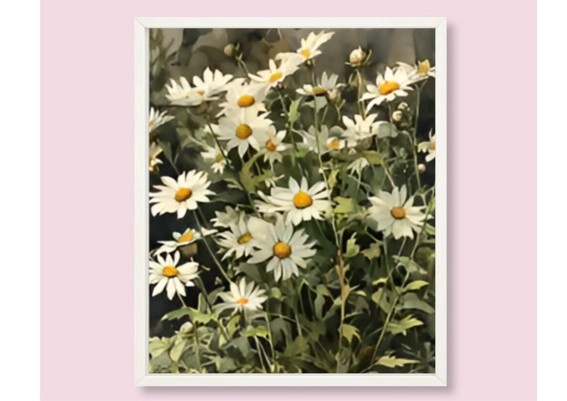 White Daisy Wildflowers Meadow Watercolor Floral Garden Art Poster - Image 6
