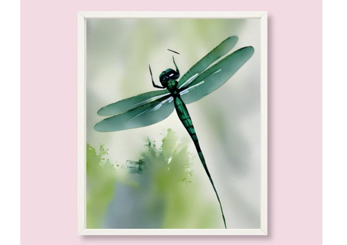 Dragonfly Watercolor Print, Botanical Wall Art - Image 5