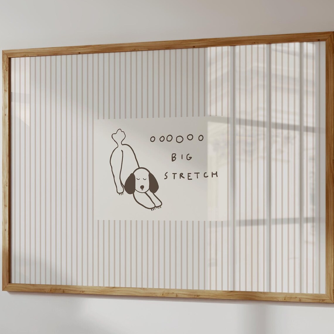 Big Stretch Puppy Poster Funny Dog Line Drawing Playroom Decor