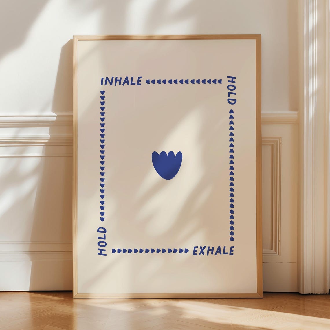 Mindful Breathing Box Exercise Blue Heart Therapy Office Poster