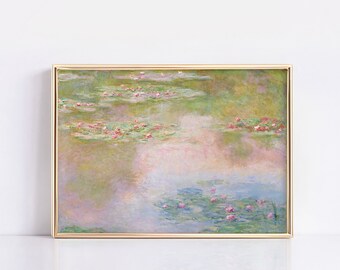 Water Lilies By Claude Monet Poster Print Exhibition Landscape Wall Art Decor Home Modern