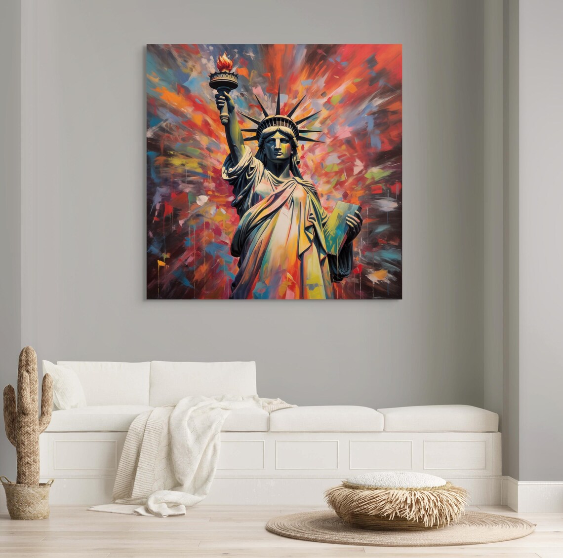 Abstract Statue of Liberty Painting Poster with Vibrant Color Splash - Image 2
