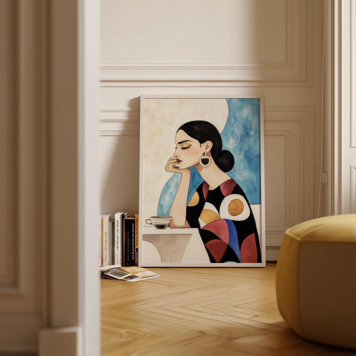 Elegant Portrait Of Woman With Teacup, Modern Feminine - Image 3