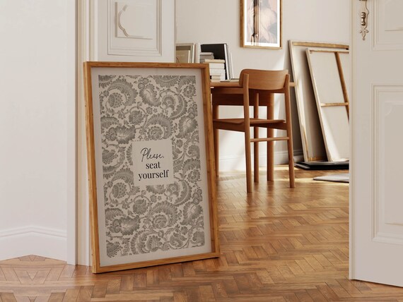Seat Yourself Bathroom Art Print Bathroom Wall Decor Art Guest Bathroom Neutral Retro Style Poster Toilet Humor