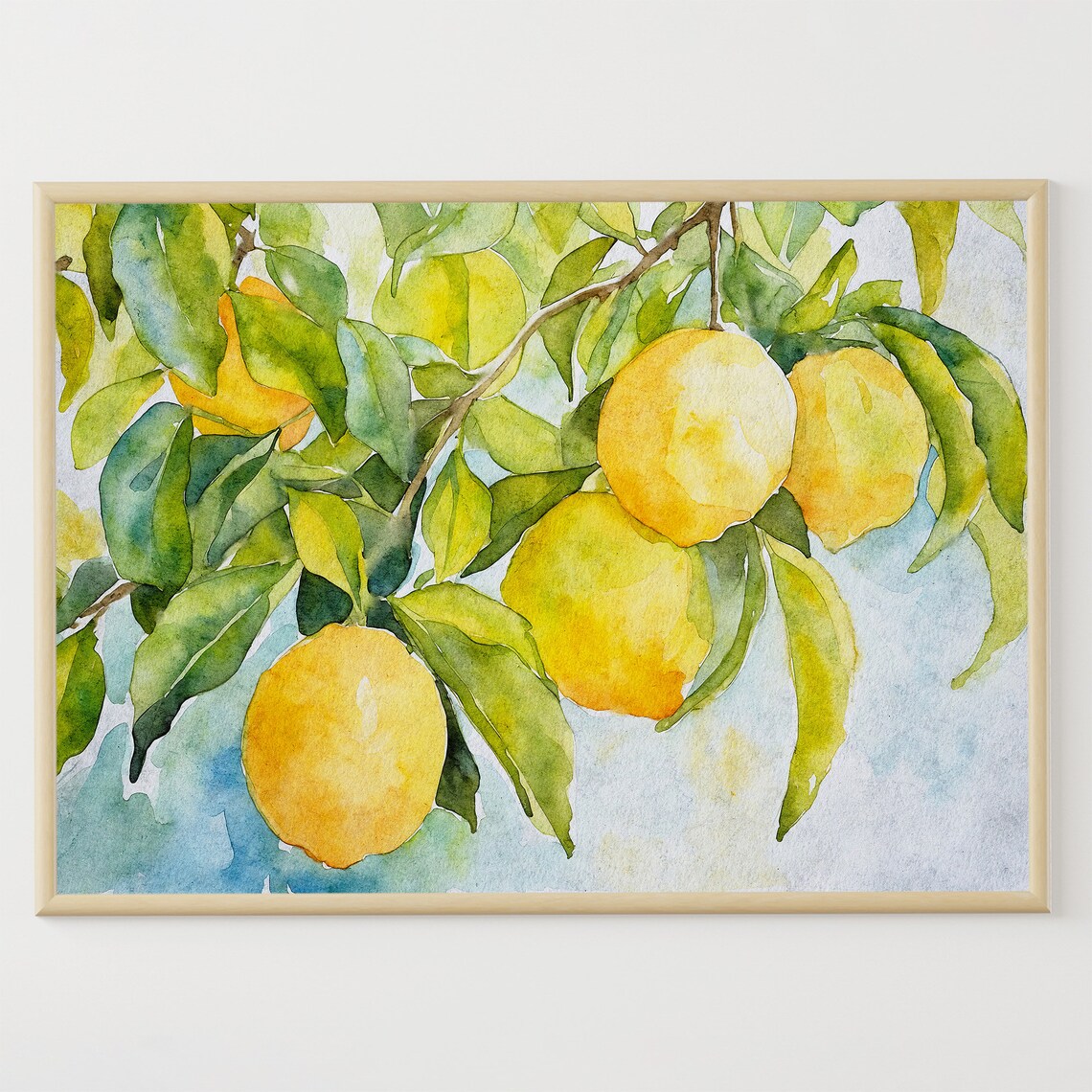 Lemon Tree Watercolor Art Print, Kitchen Botanical