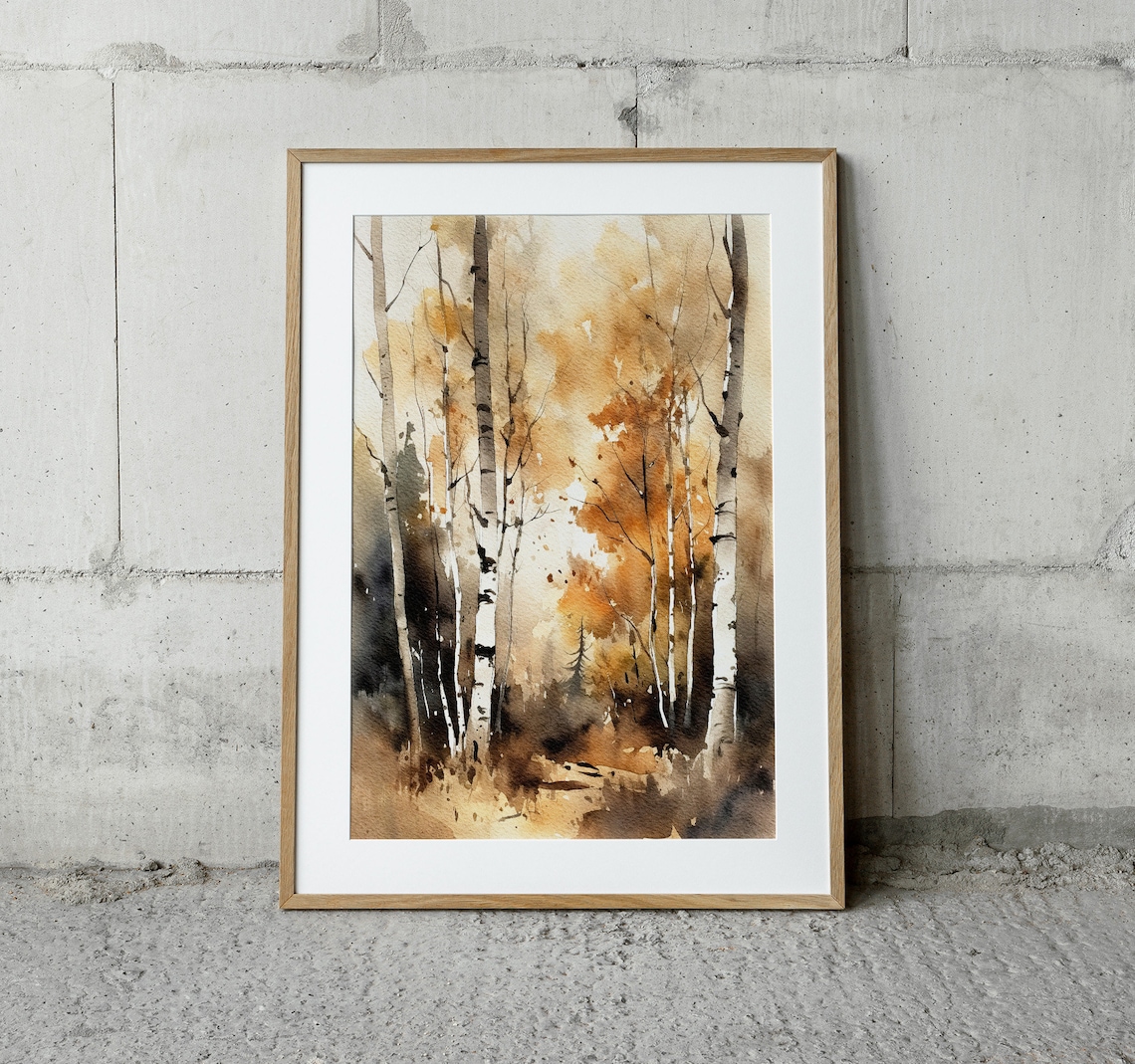 Birch Trees Watercolor Forest, Autumn Art Print - Image 4