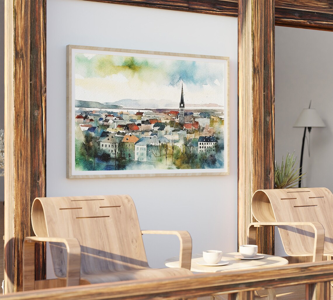 Reykjavik Watercolor Cityscape, Iceland Travel Poster - Image 5