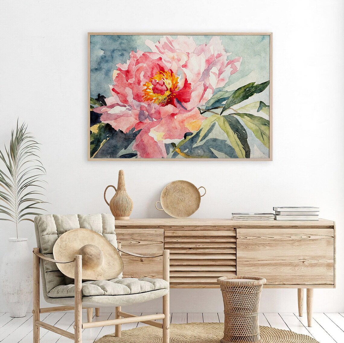 Peony Watercolor Art Print, Botanical Flower Poster - Image 4