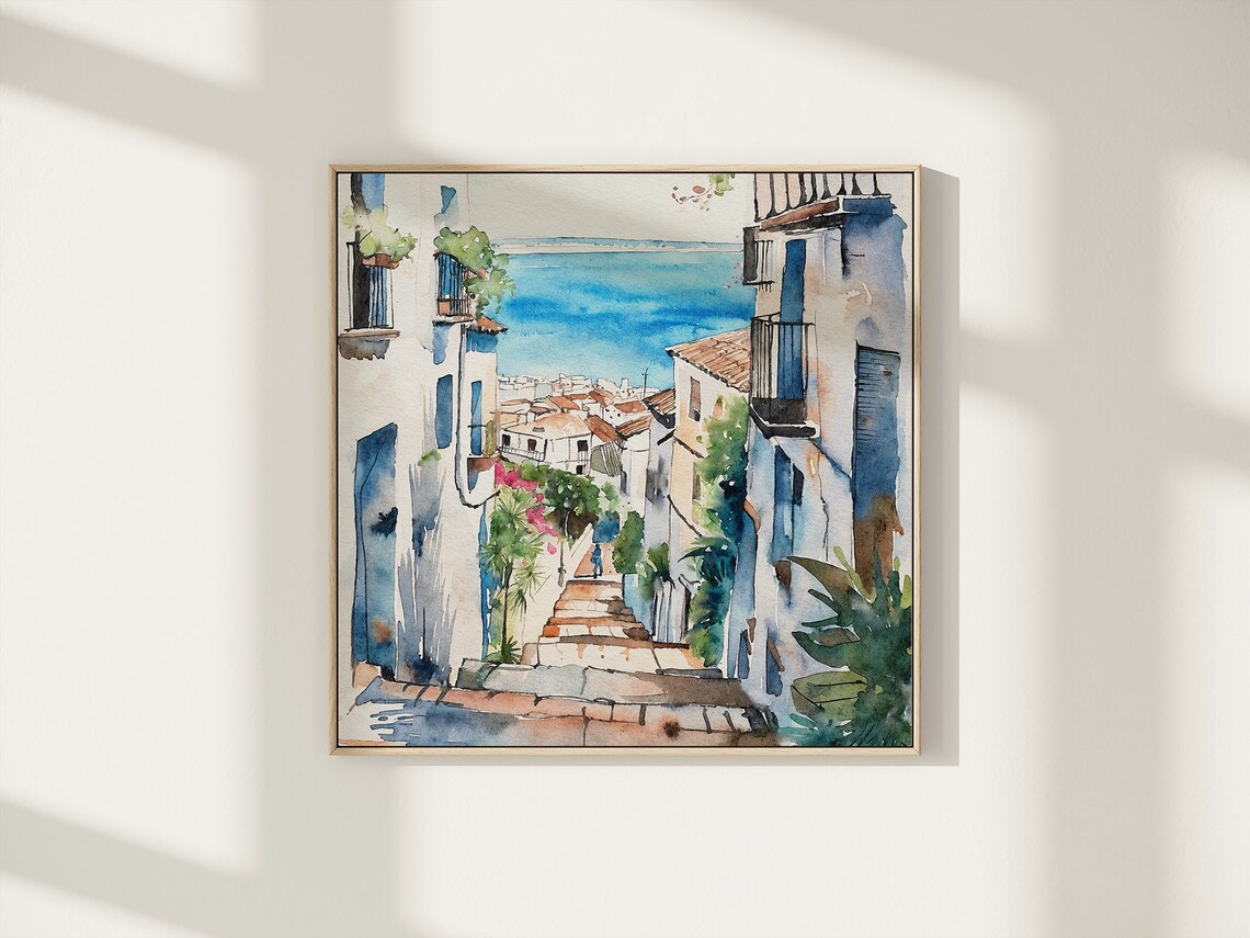 Sicily Cityscape Watercolor Art Print, Italian Street - Image 5