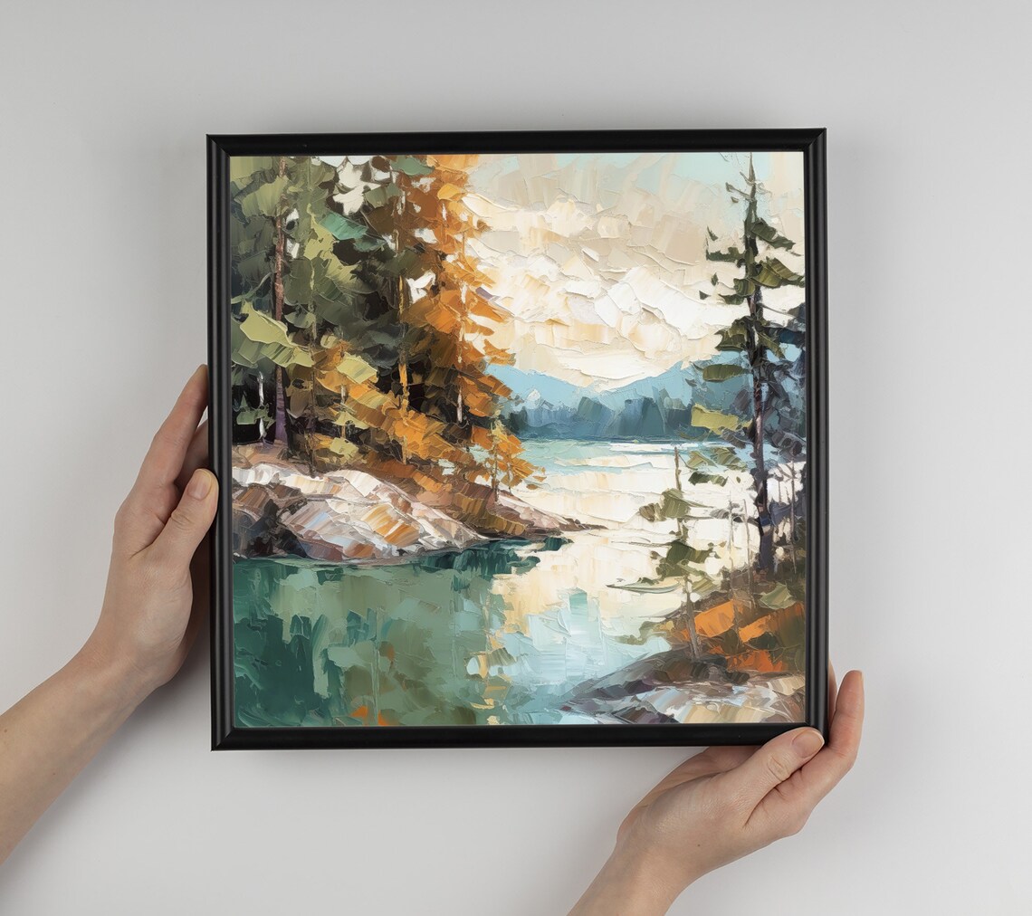 Lake Tahoe Oil Painting, California Landscape Art Print - Image 2