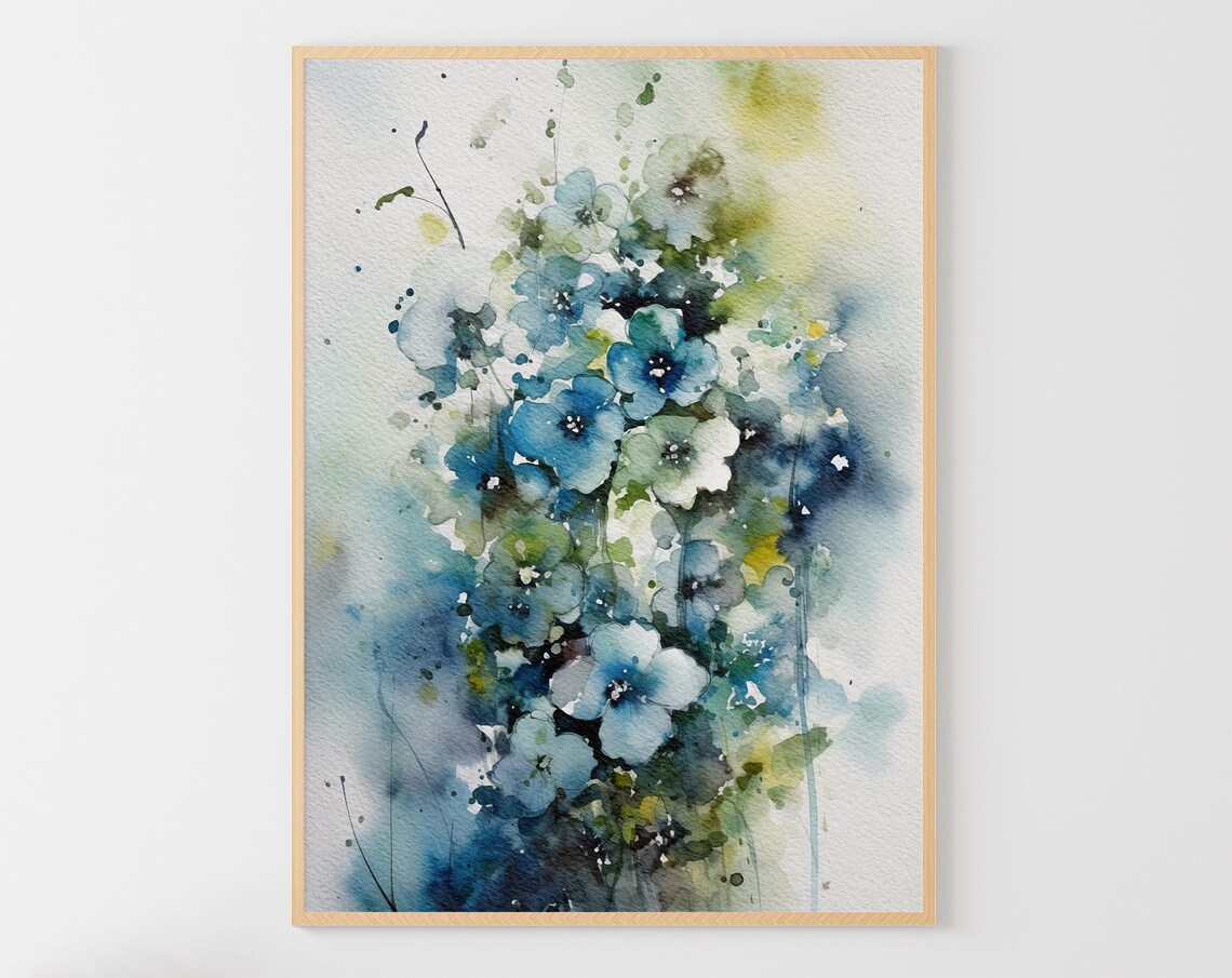 Forget Me Not Watercolor Wildflowers, Botanical Art Print