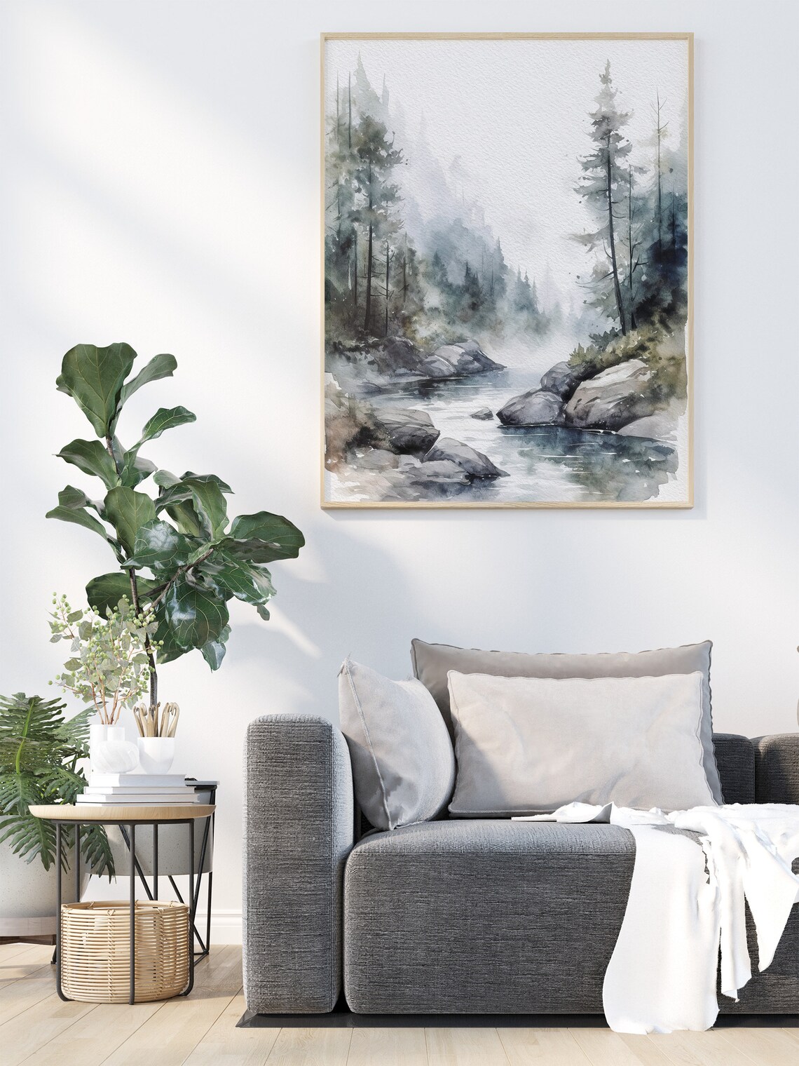 Salmon River Painting Pine Trees Watercolor Print Idaho Forest River Wall Art Mountain River Poster - Image 2