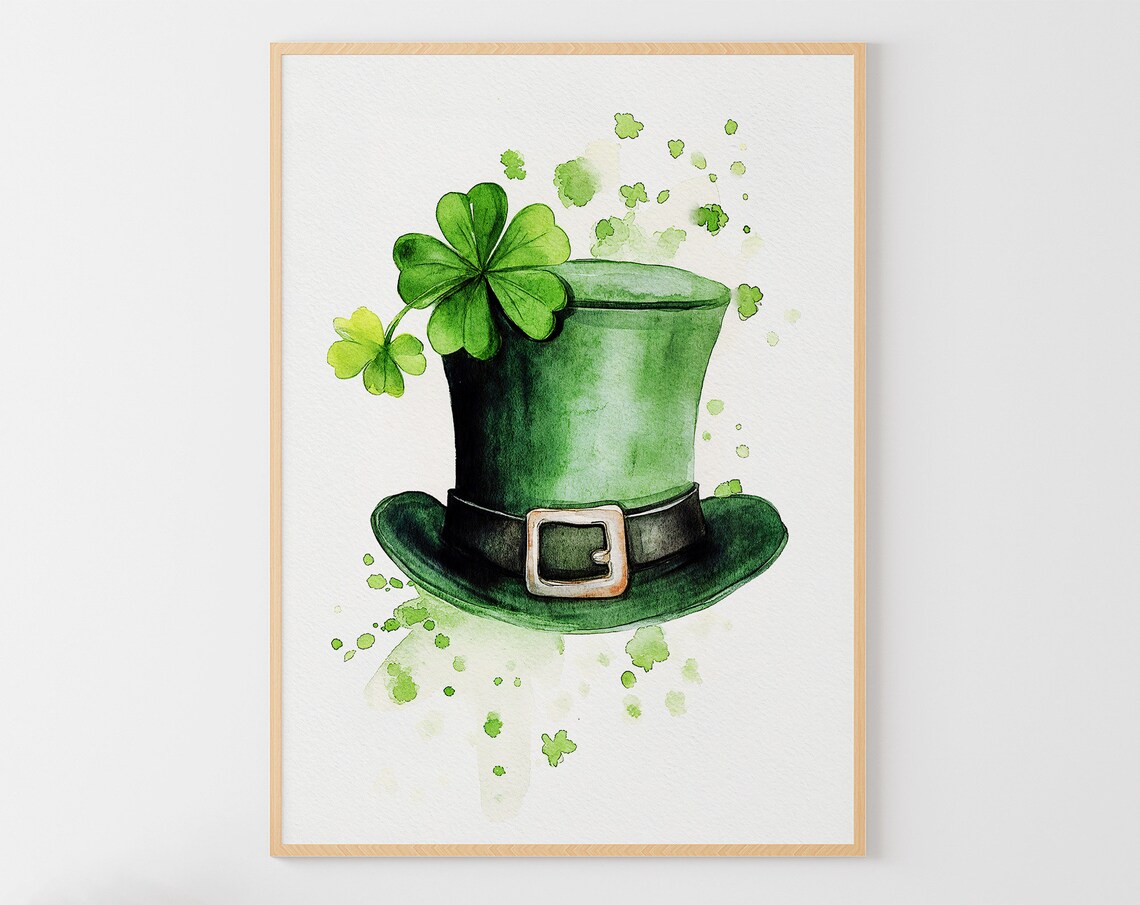 St Patricks Day Watercolor Shamrock Art Print