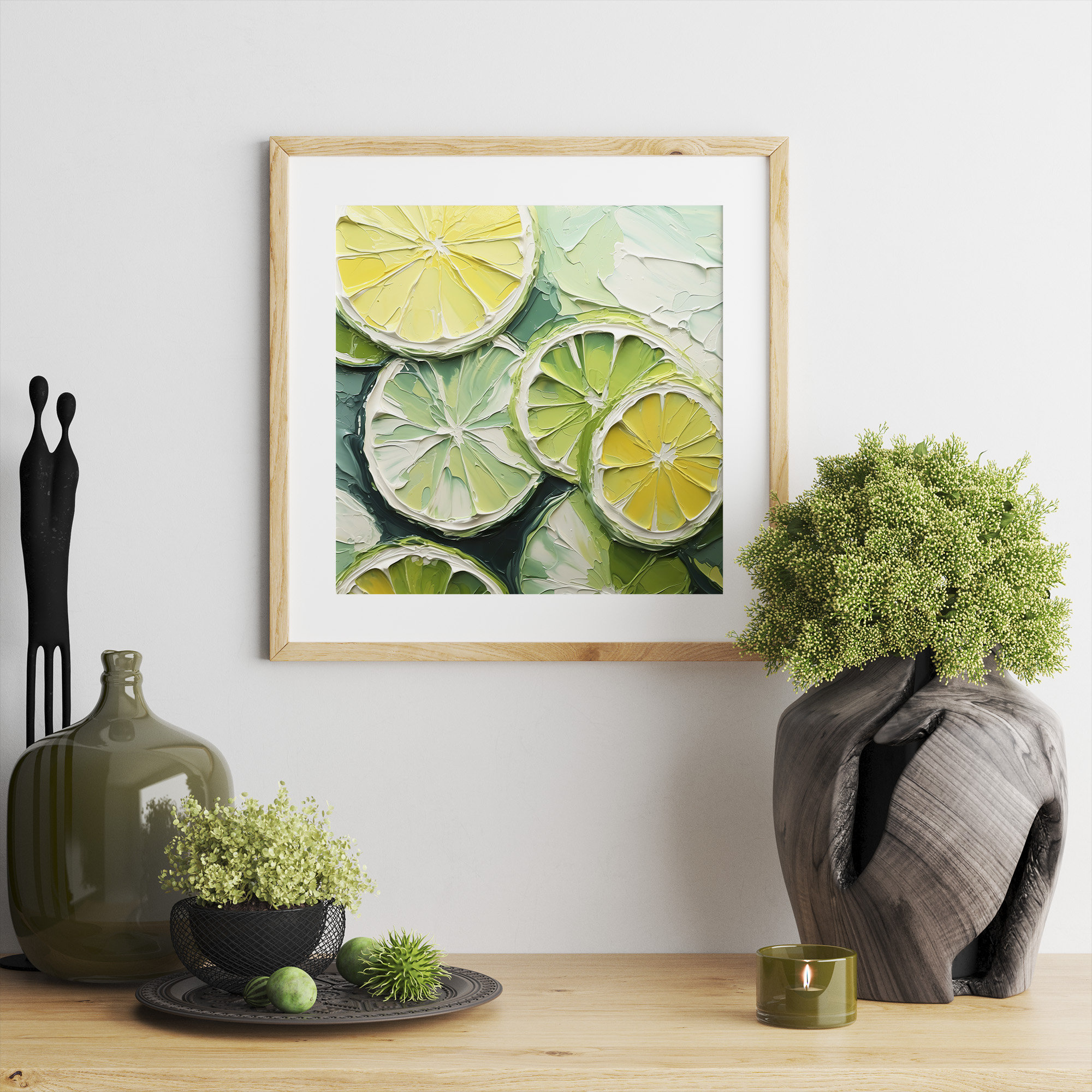 Lime Slices Oil Painting, Kitchen Wall Art Print - Image 2