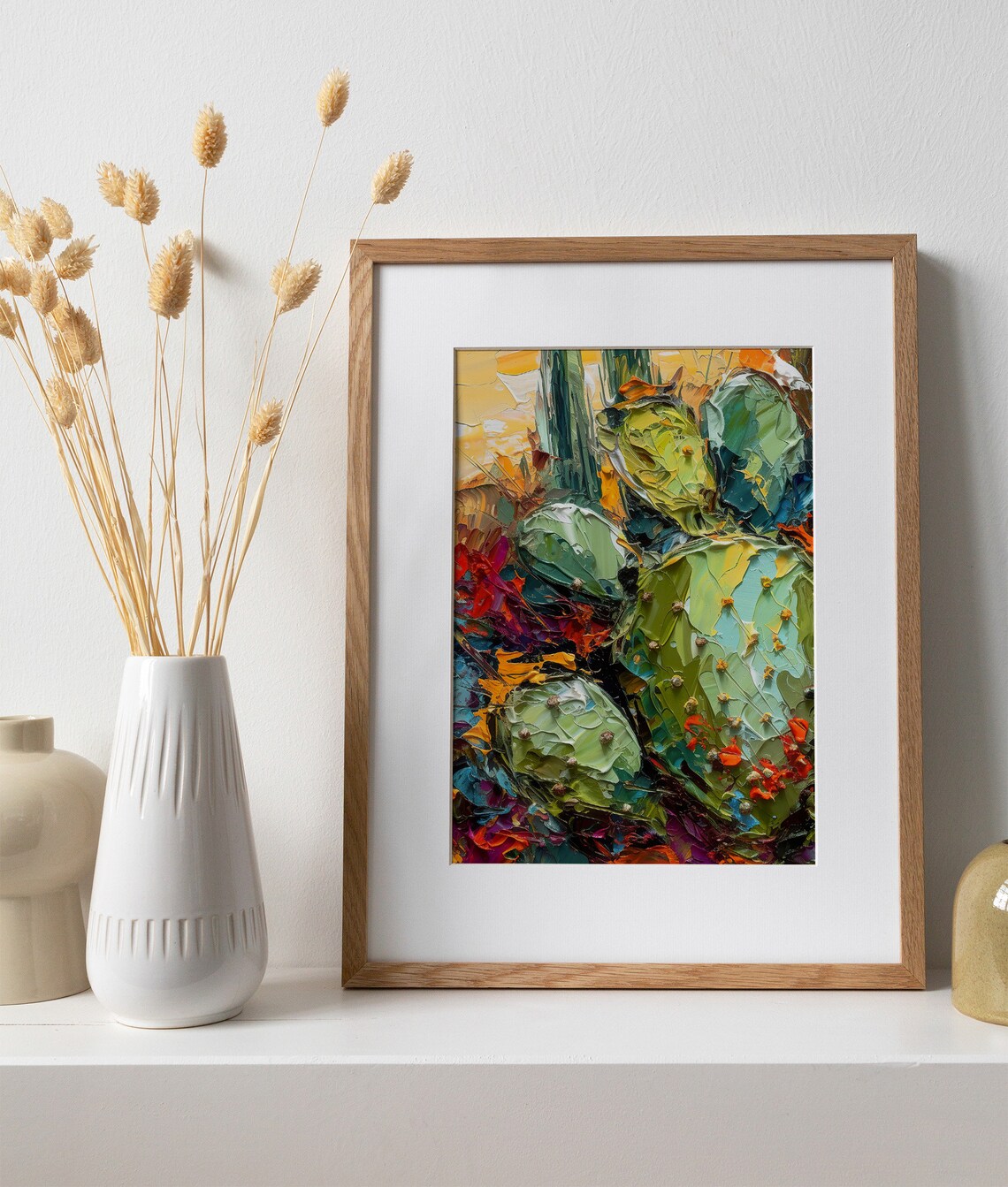 Saguaro National Park Cactus Oil Print, Botanical Art - Image 3