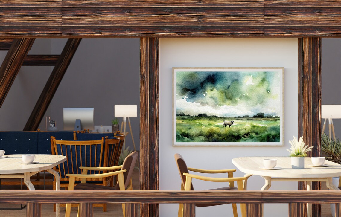 Sheep in Irish Landscape, Watercolor Art Print - Image 3