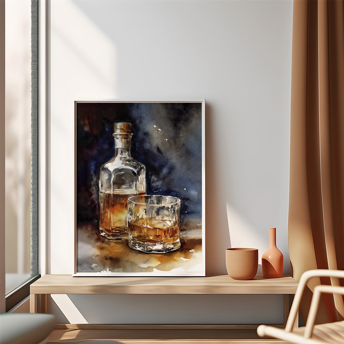 Whiskey Bottle Watercolor, Old Fashioned Bar Art Print - Image 4