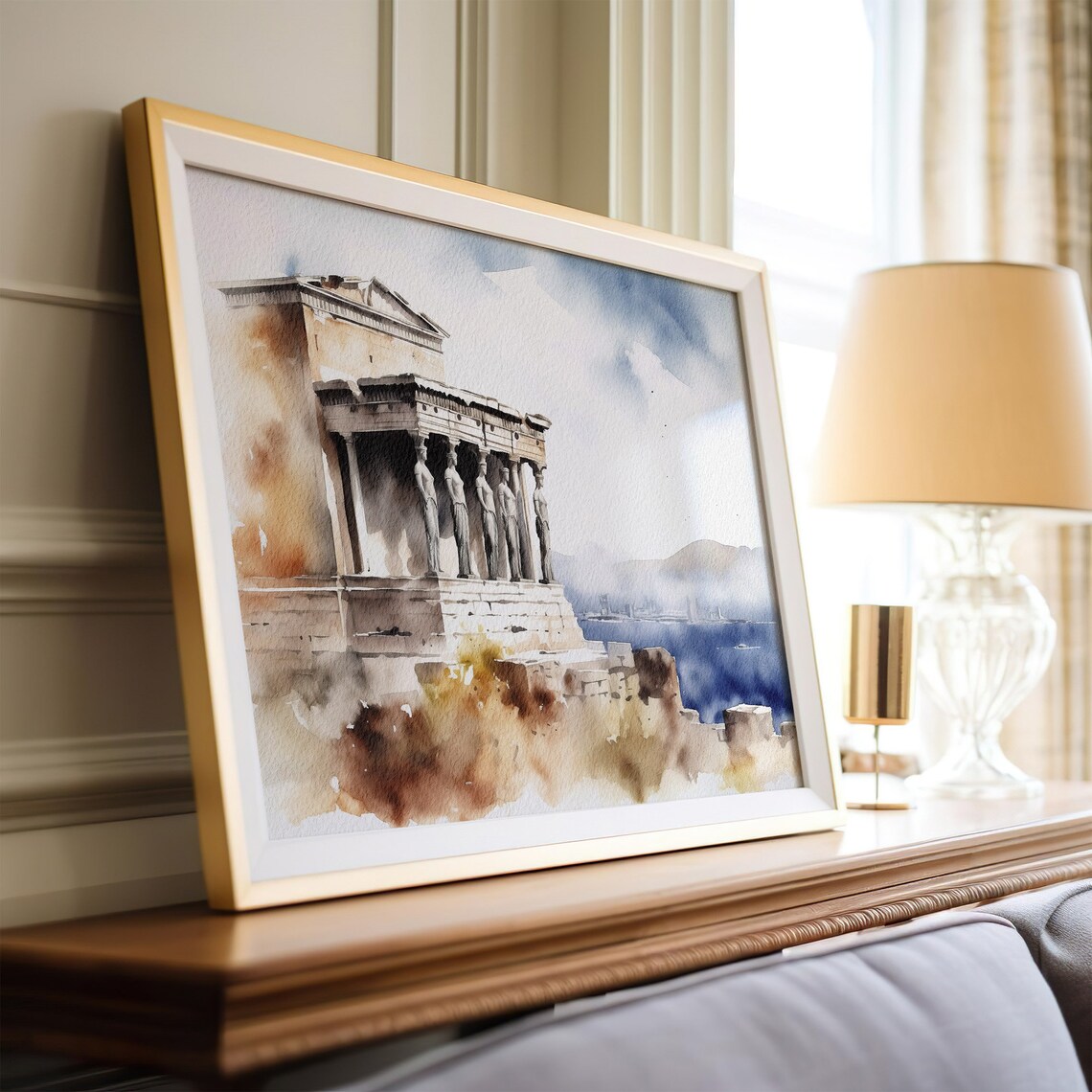 Athens Watercolor Travel Poster, Greek Temple - Image 4