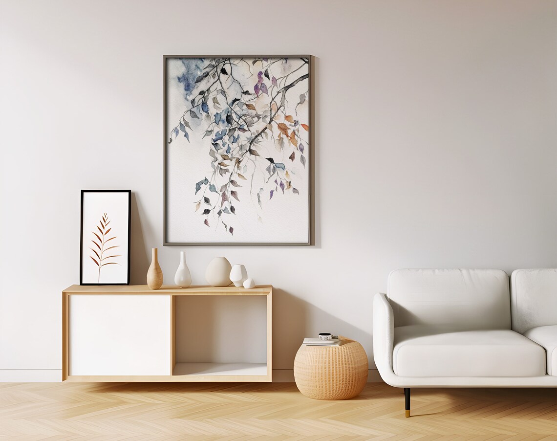 Birch Branch Watercolor Art Print, Nature Wall Art - Image 2