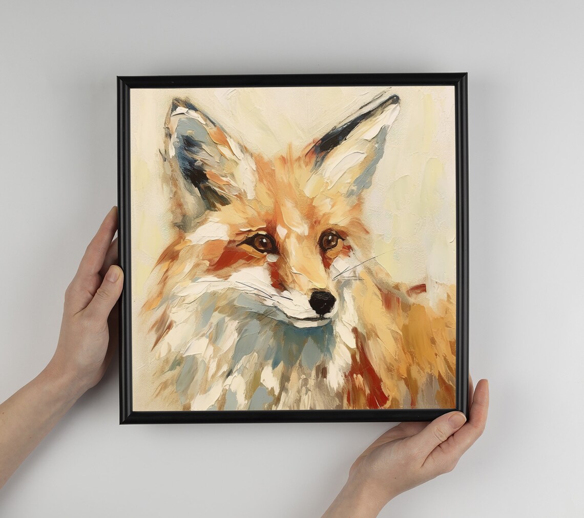 Red Fox Oil Painting Art Print, Wildlife Wall Art - Image 3