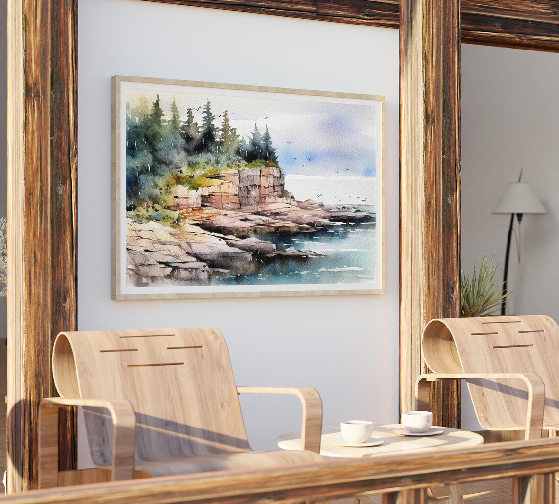 Lake Superior Watercolor Art Print, Michigan Landscape - Image 5