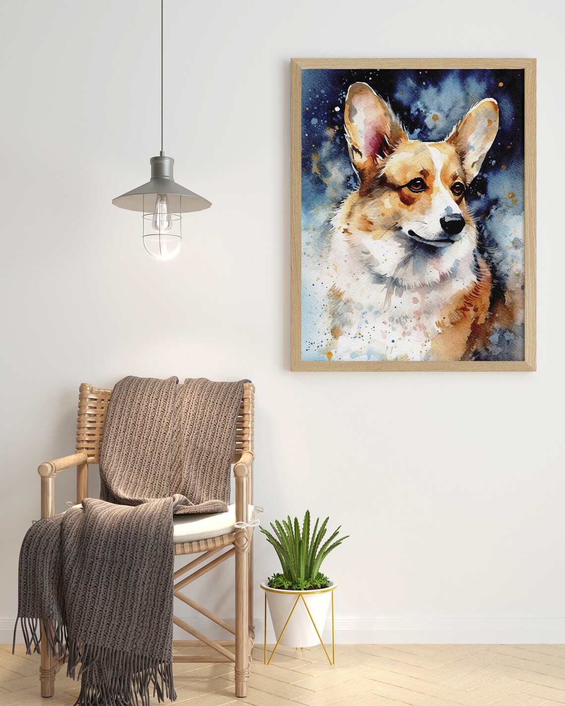 Corgi Watercolor Portrait Splash Paint Dog Lover Gift Art Print - Image 3