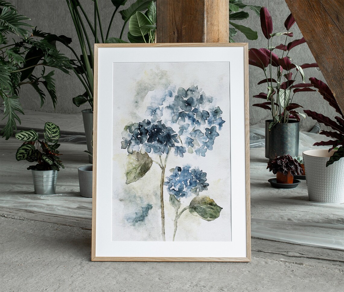 Hydrangea Watercolor Floral Art Print, Neutral Botanical - Image 4