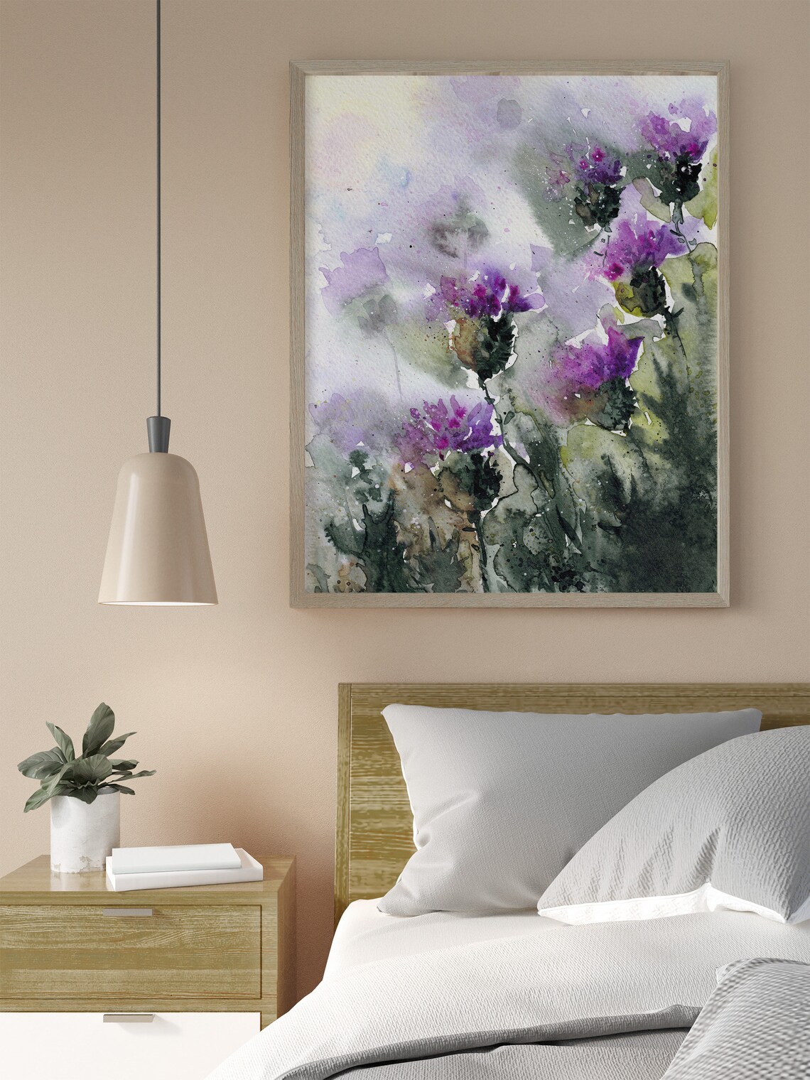 Scottish Meadow Thistle Wildflowers Watercolor Art Print - Image 2