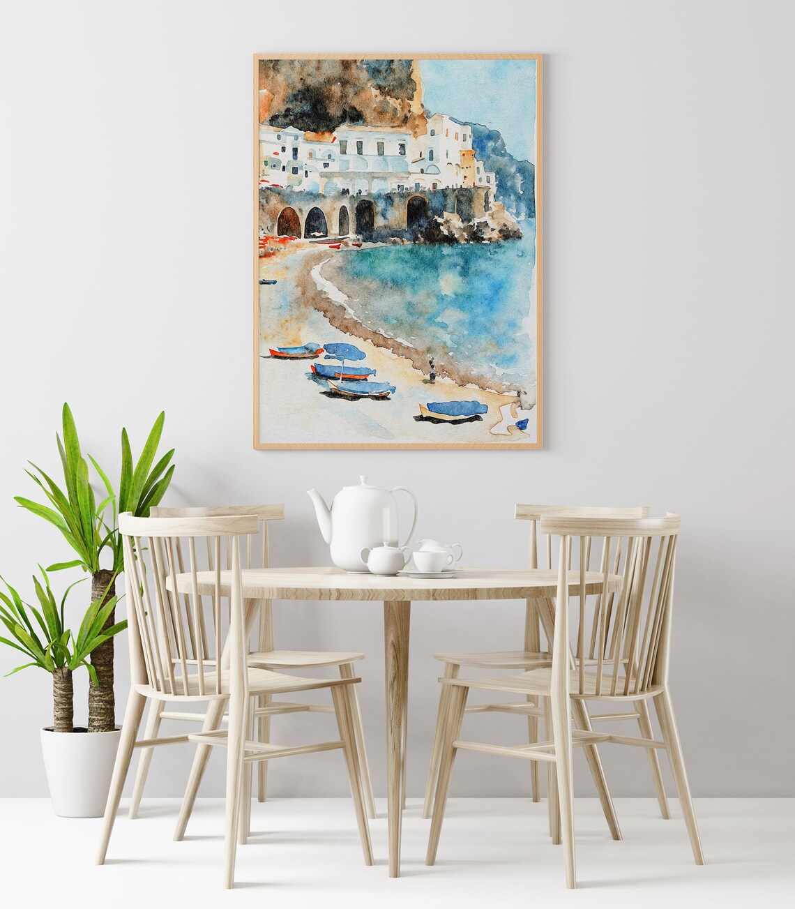 Amalfi Coast Watercolor Art Print, Atrani Italy - Image 3