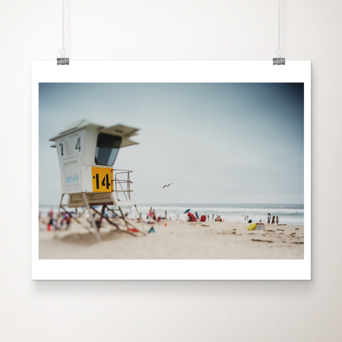 Lifeguard Tower 14 Beach Day Coastal Scene Photography Print