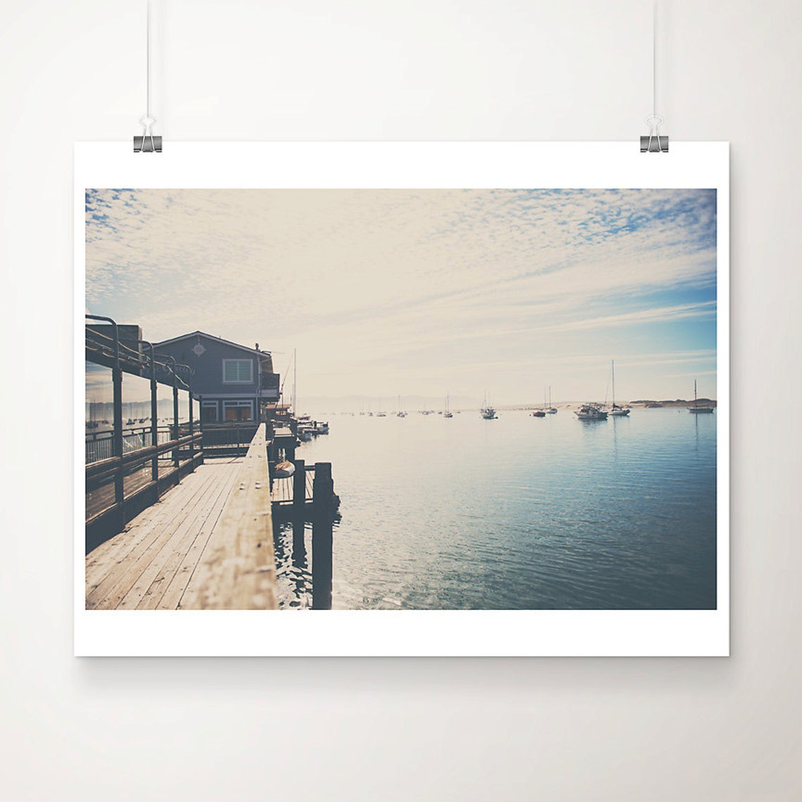 Morro Bay California Wooden Pier Sailboats Harbor Photo Poster