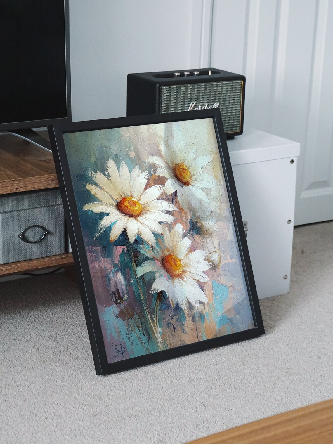 White Daisy Bouquet Oil Painting Soft Floral Botanical Art Poster - Image 8