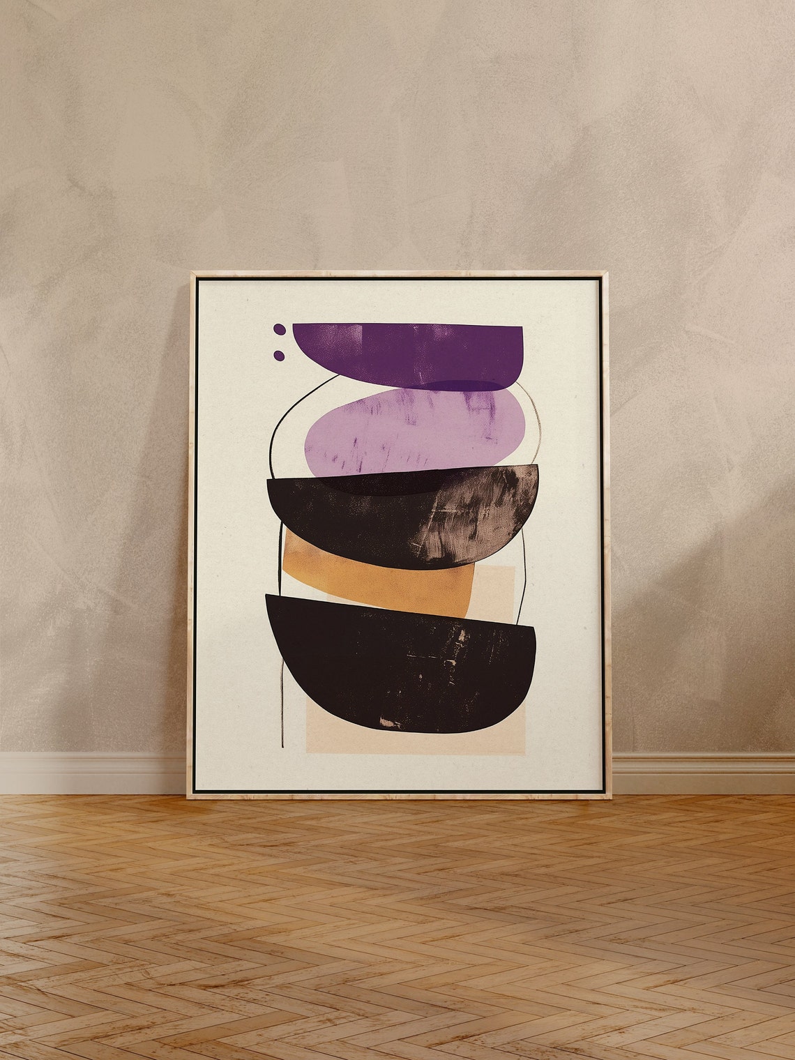 Stacked Half Circles Purple Brown Mid Century Abstract Poster - Image 8